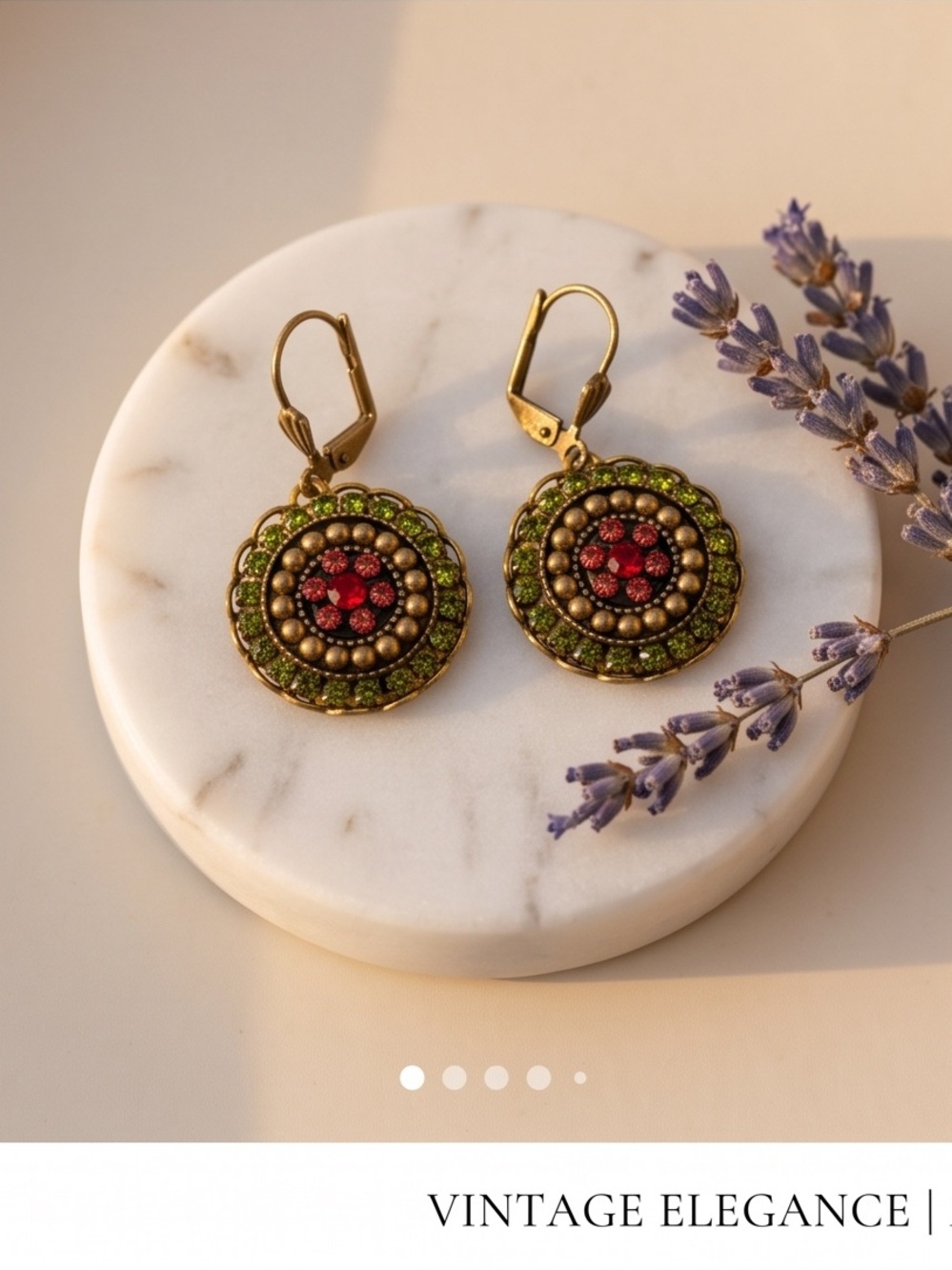 Clara Beau Drop Mosaic Medallion Earrings Swarovski Crystals NWT